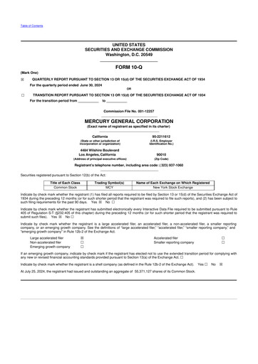 Thumbnail Mercury General
 10-Q Quarterly Report FY2024 