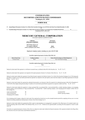 Miniature Mercury General
 10-K Rapport annuel 2024