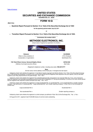 Thumbnail Methode Electronics
 10-Q Quarterly Report FY2012 