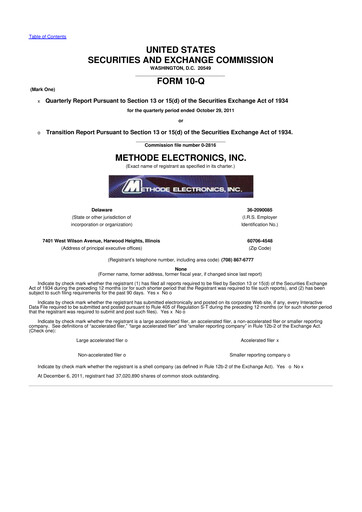 Thumbnail Methode Electronics
 10-Q Quarterly Report FY2012 