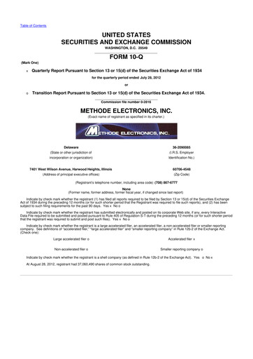 Thumbnail Methode Electronics
 10-Q Quarterly Report FY2013 