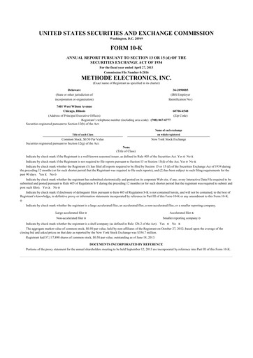 Thumbnail Methode Electronics
 10-K Annual Report 2013