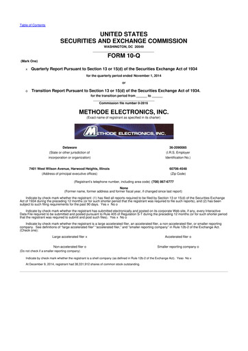 Thumbnail Methode Electronics
 10-Q Quarterly Report FY2015 