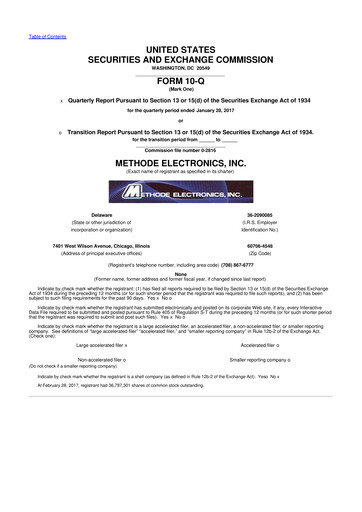 Thumbnail Methode Electronics
 10-Q Quarterly Report FY2017 