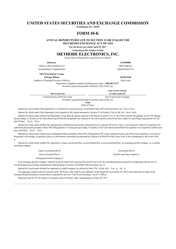 Thumbnail Methode Electronics
 10-K Annual Report 2017