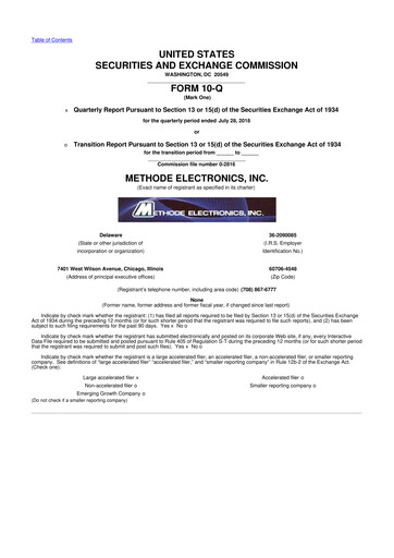 Thumbnail Methode Electronics
 10-Q Quarterly Report FY2019 