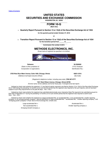 Thumbnail Methode Electronics
 10-Q Quarterly Report FY2019 