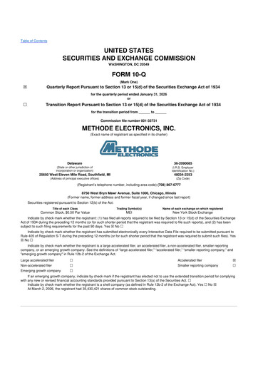 Thumbnail Methode Electronics
 10-Q Quarterly Report FY2026 