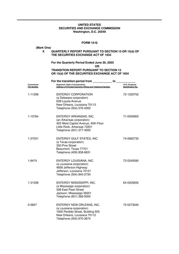 Thumbnail Entergy 10-Q Quarterly Report FY 