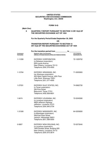 Thumbnail Entergy 10-Q Quarterly Report FY 