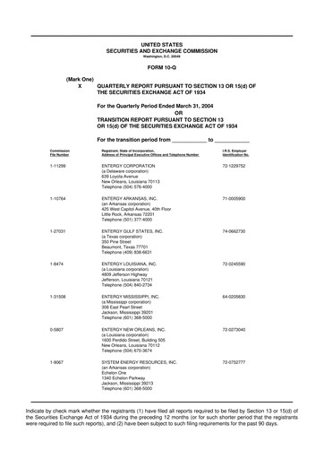Thumbnail Entergy 10-Q Quarterly Report FY 