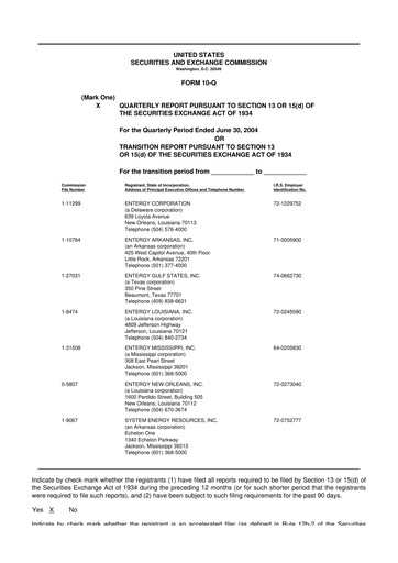 Thumbnail Entergy 10-Q Quarterly Report FY 
