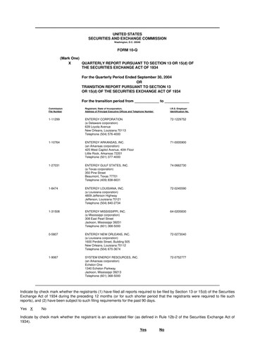 Thumbnail Entergy 10-Q Quarterly Report FY 
