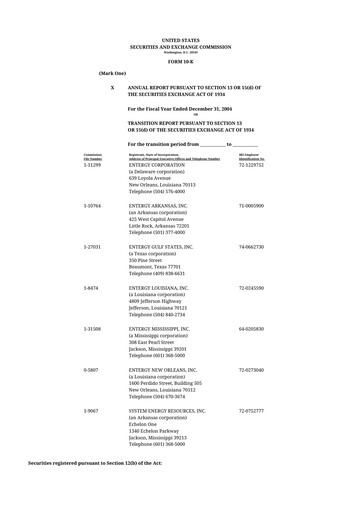 Thumbnail Entergy 10-K Annual Report 