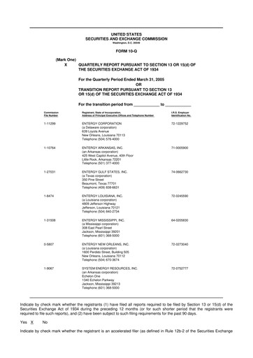 Thumbnail Entergy 10-Q Quarterly Report FY 