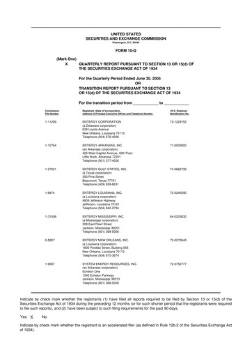 Thumbnail Entergy 10-Q Quarterly Report FY 