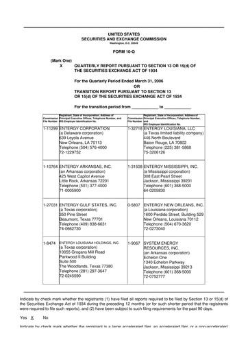 Thumbnail Entergy 10-Q Quarterly Report FY 
