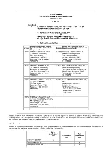 Thumbnail Entergy 10-Q Quarterly Report FY 