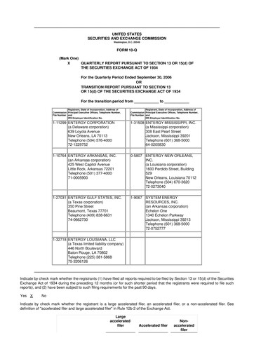 Thumbnail Entergy 10-Q Quarterly Report FY 