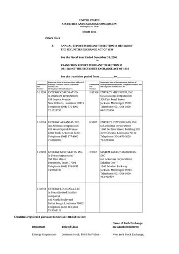 Thumbnail Entergy 10-K Annual Report 