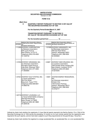 Thumbnail Entergy 10-Q Quarterly Report FY 