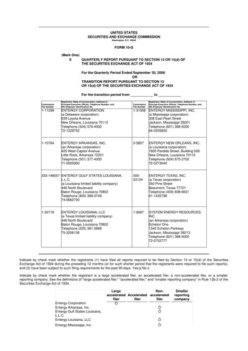 Thumbnail Entergy 10-Q Quarterly Report FY 