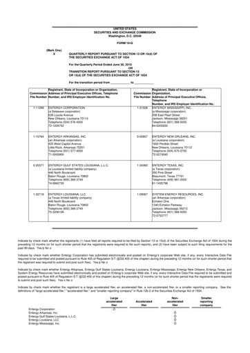Thumbnail Entergy 10-Q Quarterly Report FY 