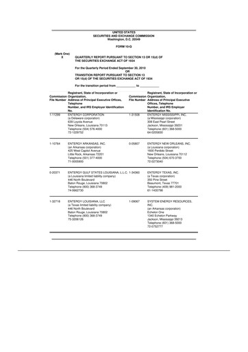 Thumbnail Entergy 10-Q Quarterly Report FY2010 