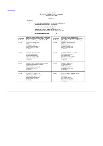 Thumbnail Entergy 10-K Annual Report 2010