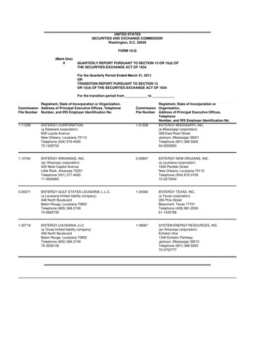 Thumbnail Entergy 10-Q Quarterly Report FY2011 