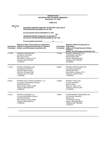 Thumbnail Entergy 10-Q Quarterly Report FY2012 