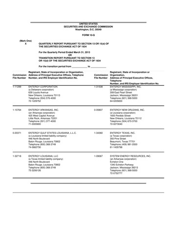 Thumbnail Entergy 10-Q Quarterly Report FY2013 