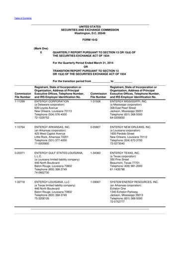 Thumbnail Entergy 10-Q Quarterly Report FY2014 