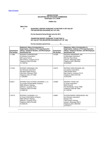 Thumbnail Entergy 10-Q Quarterly Report FY2015 
