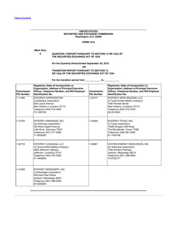 Thumbnail Entergy 10-Q Quarterly Report FY2018 