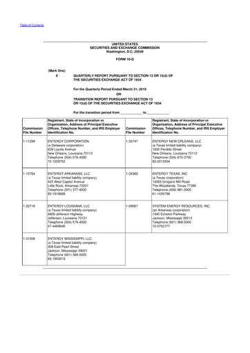 Thumbnail Entergy 10-Q Quarterly Report FY2019 