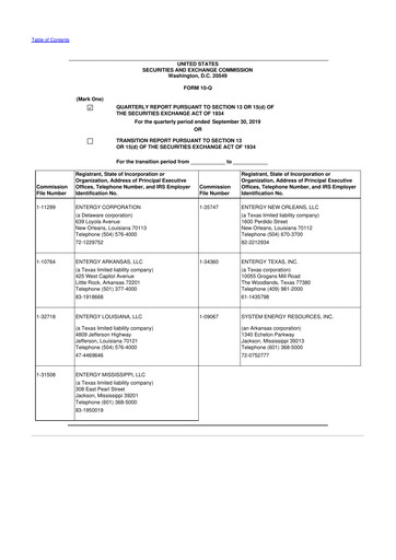 Thumbnail Entergy 10-Q Quarterly Report FY2019 