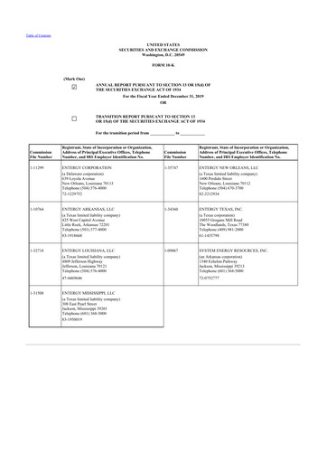 Thumbnail Entergy 10-K Annual Report 2019