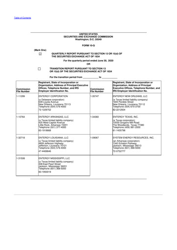 Thumbnail Entergy 10-Q Quarterly Report FY2020 