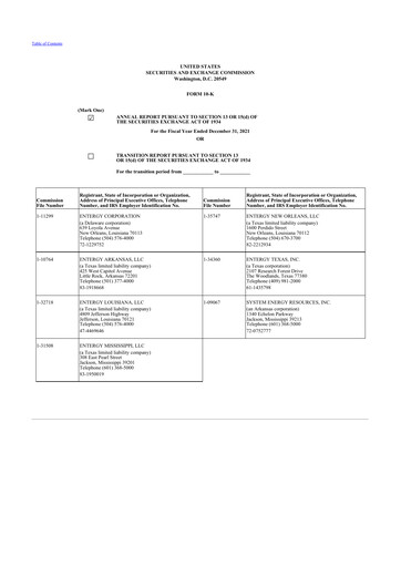Thumbnail Entergy 10-K Annual Report 2021