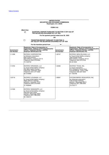 Thumbnail Entergy 10-Q Quarterly Report FY2022 