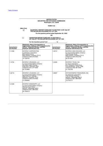 Thumbnail Entergy 10-Q Quarterly Report FY2022 