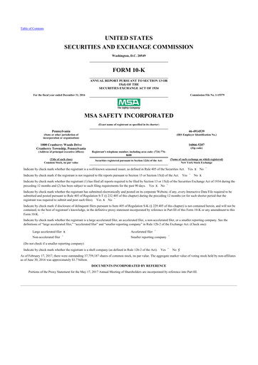 Thumbnail MSA Safety 10-K Annual Report 2016