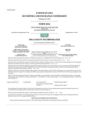 Thumbnail MSA Safety 10-K Annual Report 2017