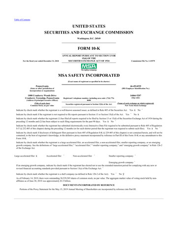 Thumbnail MSA Safety 10-K Annual Report 2018