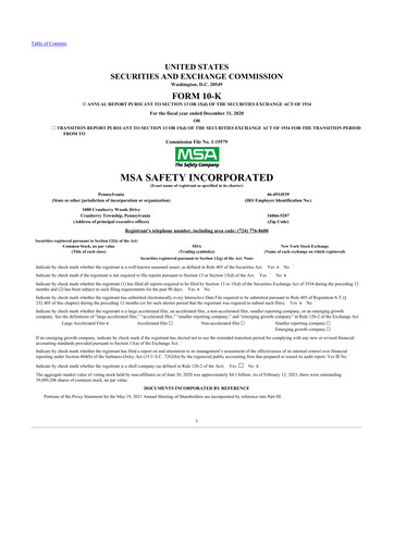 Thumbnail MSA Safety 10-K Annual Report 2020