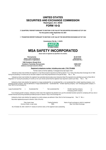 Thumbnail MSA Safety 10-Q Quarterly Report FY2021 