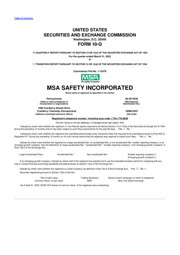 Thumbnail MSA Safety 10-Q Quarterly Report FY2023 