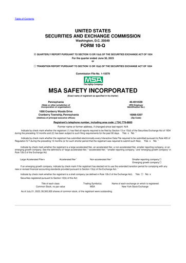 Thumbnail MSA Safety 10-Q Quarterly Report FY2023 