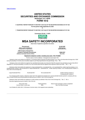Thumbnail MSA Safety 10-Q Quarterly Report FY2023 